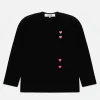COMME DES GARCONS MULTI RED HEART LONGSLEEVE T-SHIRT