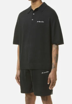 MKI LIGHTWEIGHT MOHAIR KNIT POLO SHIRT