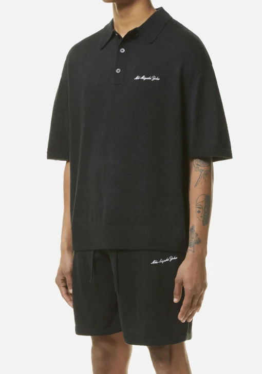 MKI LIGHTWEIGHT MOHAIR KNIT POLO SHIRT